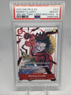 2025 One Piece EN Monkey.D.Luffy 3rd ANV TNMT 3 Brothers Pack #12 PSA 10 - Image 1