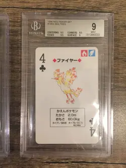 1996 Pokemon Red Charizard Poker Set Playing Card Zapdos Moltres BGS 9 Mint - Image 2