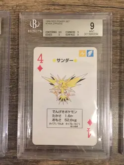 1996 Pokemon Red Charizard Poker Set Playing Card Zapdos Moltres BGS 9 Mint - Image 3