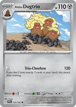 x4 Alolan Dugtrio - 123/191 - Uncommon - Reverse Holo Pokemon SV08 Surging Spark - Image 1