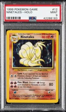 1999 POKEMON BASE SET UNLIMTIED #12 NINETALES-HOLO PSA 9 - Image 1