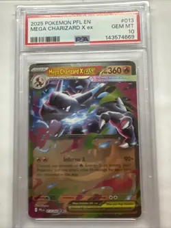 2025 POKEMON PFL EN-PHANTASMAL FLAMES #013 MEGA CHARIZARD X EX PSA 10 - Image 1