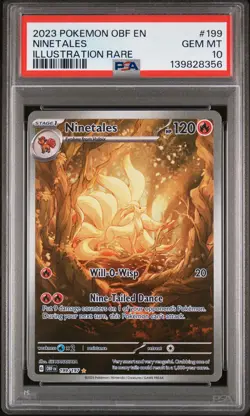 2023 POKEMON OBF EN-OBSIDIAN FLAMES ILLUSTRATION RARE #199 NINETALES PSA 10 - Image 1