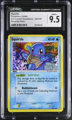 CGC 9.5 Squirtle EX Crystal Guardians 64/100 Reverse Holo STAMPED Pokemon Card - Image 1