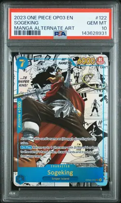 2023 ONE PIECE OP03-PILLARS OF STRENGTH MANGA ALTERNATE ART #122 SOGEKING PSA 10 - Image 1