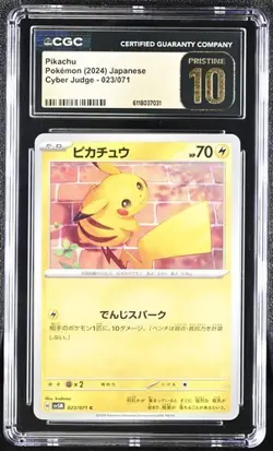 ⚡ CGC 10 Pristine Pikachu 023/071 C Pokemon Card Cyber Judge sv5M Jpn - Image 1