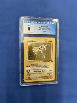 Pokemon Hitmonlee Fossil 7/62 Rare Holo Card CGC 9 Slab - Image 1