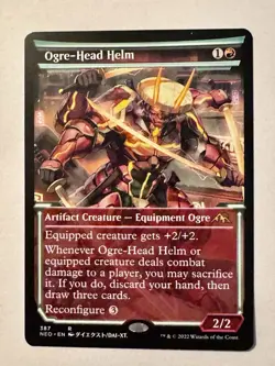 1x Ogre-Head Helm - Showcase NM-Mint, English Kamigawa: Neon Dynasty MTG Magic - Image 1