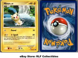 2008 Pokemon, D&P Majestic Dawn, #25/100 Minun, Rare - Image 1