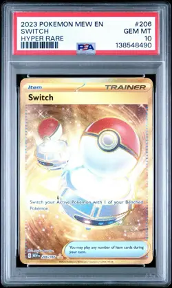 Pokemon TCG 151 Switch Gold Hyper Rare 206/165 PSA 10 - Image 1