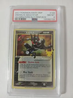 2021 POKEMON SWSH BLACK STAR PROMO #144 GRENINJA-GOLD STAR PSA 8 - Image 1