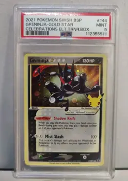Pokemon Greninja Gold Star #144 SWSH Black Star Promo PSA 9 MINT Celebrations - Image 1