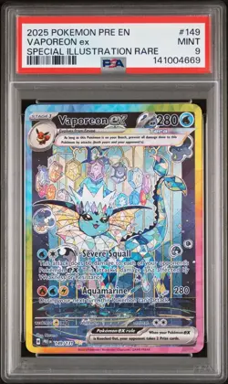 2025 POKEMON PRE EN-PRISMATIC EVOLUTIONS #149 VAPOREON EX PSA 9 - Image 1
