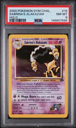 2000 Pokemon Gym Challenge Sabrina's Alakazam Holo 16/132 PSA 8 - Image 1