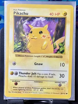 Pikachu (Red Cheeks) - Pokemon TCG - Base Set - 58/102 - SHADOWLESS ~ LP - Image 2