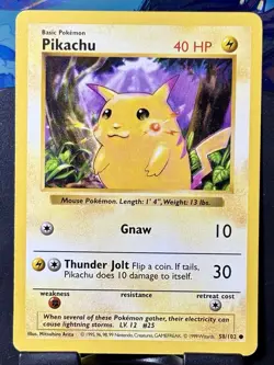 Pikachu (Red Cheeks) - Pokemon TCG - Base Set - 58/102 - SHADOWLESS ~ LP - Image 3