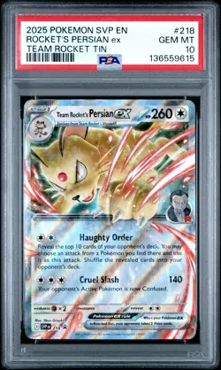 2025 POKEMON SVP EN-SV BLACK STAR PROMO #218 TEAM ROCKET'S PERSIAN EX PSA 10 - Image 1