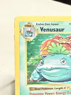 Vintage Pokemon Venusaur Base Set Shadowless Holo Rare 15/102 Card - Image 2