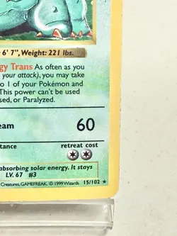 Vintage Pokemon Venusaur Base Set Shadowless Holo Rare 15/102 Card - Image 4