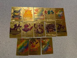 LOT OF 13 Gold Foil Card Lot VMAX GX EX Rare Holo Pokemon. MEW MEWTWO, FAN ART - Image 1