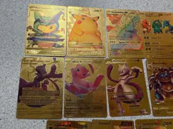 LOT OF 13 Gold Foil Card Lot VMAX GX EX Rare Holo Pokemon. MEW MEWTWO, FAN ART - Image 3