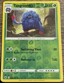 Tangrowth 005/159 Crown Zenith Reverse Holo - Pokemon Card NM/M (L) - Image 1