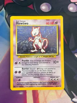 Mewtwo 10/102 Rare Base Set Pokemon MP Card - Image 1
