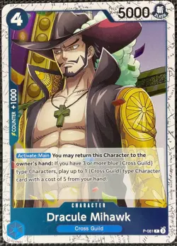 One Piece Dracule Mihawk P-081 The Azure Sea's Seven Rare NM - Image 1