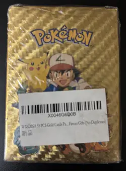 Pokemon Gold Foil Card Deck Sealed Unopened Pack + 23 Loved vintage bonus Cards - Image 2