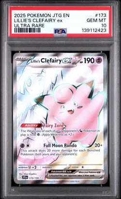 2025 POKEMON JTG EN-JOURNEY TOGETHER ULTRA RARE #173 LILLIE'S CLEFAIRY EX PSA 10 - Image 1