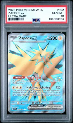 2023 POKEMON MEW EN-151 ULTRA RARE #192 ZAPDOS EX PSA 10 - Image 1