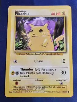 1999 Pokemon Base #58/102 Pikachu (Yellow Cheeks) (NM) - Image 1