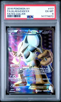 2016 POKEMON XY FATES COLLIDE #117 FULL ART/ALAKAZAM EX PSA 6 - Image 1