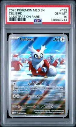 POKEMON MEG EN-MEGA EVOLUTION ILLUSTRATION RARE #152 - DELIBIRD 152/132 - PSA 10 - Image 1