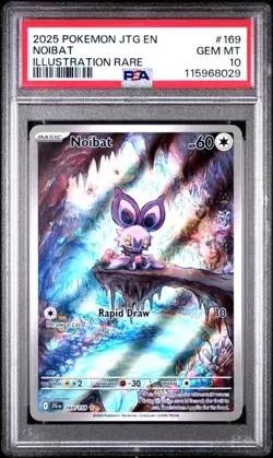 2025 Pokemon JTG EN Noibat PSA 10 GEM ILLUSTRATION RARE FULL ART 169/159 - Image 1
