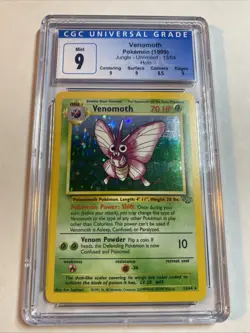 Venomoth Pokemon (1999) Jungle Holo 13/64 - Graded Mint 9 - Image 1