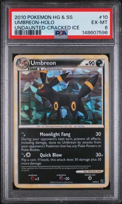 2010 Pokemon HGSS Undaunted Umbreon Holo Cracked Ice 10/123 PSA 6 - Image 1