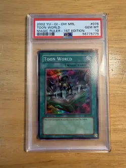 2002 Yu-Gi-Oh Toon World #MRL-076 Magic Ruler 1st Ed. Super Rare PSA 10 Gem Mint - Image 1