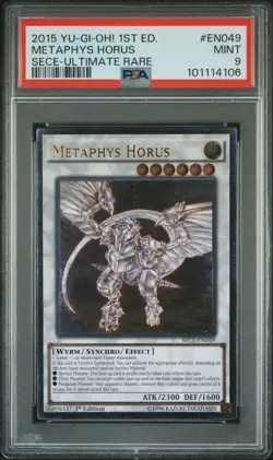 Yugioh - Metaphys Horus SECE-EN049 1st Edition Ultimate Rare PSA 9 MINT - Image 1