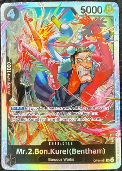 One Piece Mr.2.Bon.Kurei OP14-091 The Azure Sea's Seven Secret Rare NM - Image 1