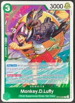 One Piece Monkey.D.Luffy OP-14-013 The Azure Sea's Seven Super Rare NM - Image 1