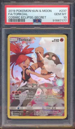 2019 POKEMON COSMIC ECLIPSE TORKOAL FULL ART #237 SECRET RARE PSA 10! - Image 1