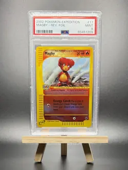 2002 POKEMON MAGBY REVERSE REV HOLO FOIL #17 YELLOW E-SERIES EXPEDITION PSA 9 - Image 1