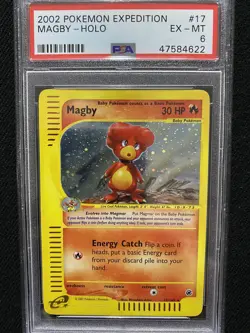 2002 Pokemon Expedition Magby Holo 17/165 PSA 6 EX-MT - Image 1