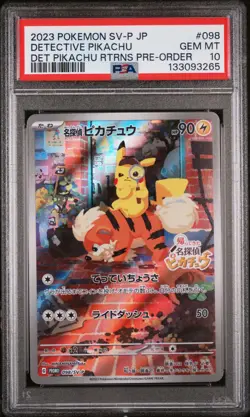2023 POKEMON JPN SV-P PROMO #098 DETECTIVE PIKACHU PSA 10 - Image 1