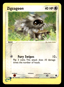 Pokemom Card Zigzagoon 79/109 EX Ruby & Sapphire Reverse Holo Near Mint - Image 1