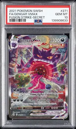 2021 POKEMON SWORD & SHIELD FUSION STRIKE SECRET FULL ART/GENGAR VMAX PSA 10 - Image 1