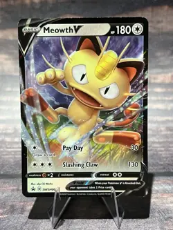 Pokemon TCG Meowth V SWSH Black Star Promos SWSH004 Holo Promo - LP - Image 1