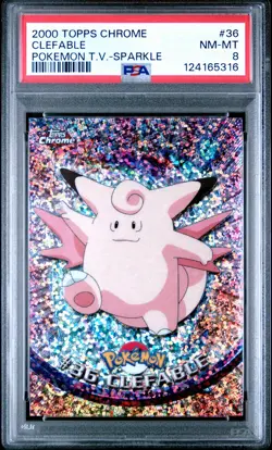 2000 TOPPS CHROME POKEMON T.V. SPARKLE #36 CLEFABLE PSA 8 - Image 1