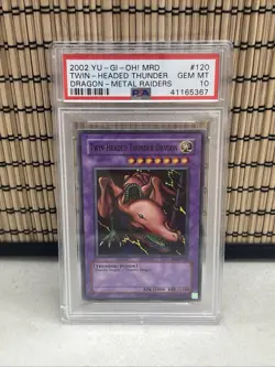 2002 Yu-Gi-Oh! TCG Twin-Headed Thunder Dragon Metal Raiders MRD-120 PSA 10 - Image 1
